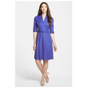 Boss by Hugo Boss royal blue belted poplin shirt dress size 6